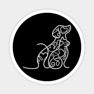 Cat & Dog Doodle - Hearts and Love Magnet